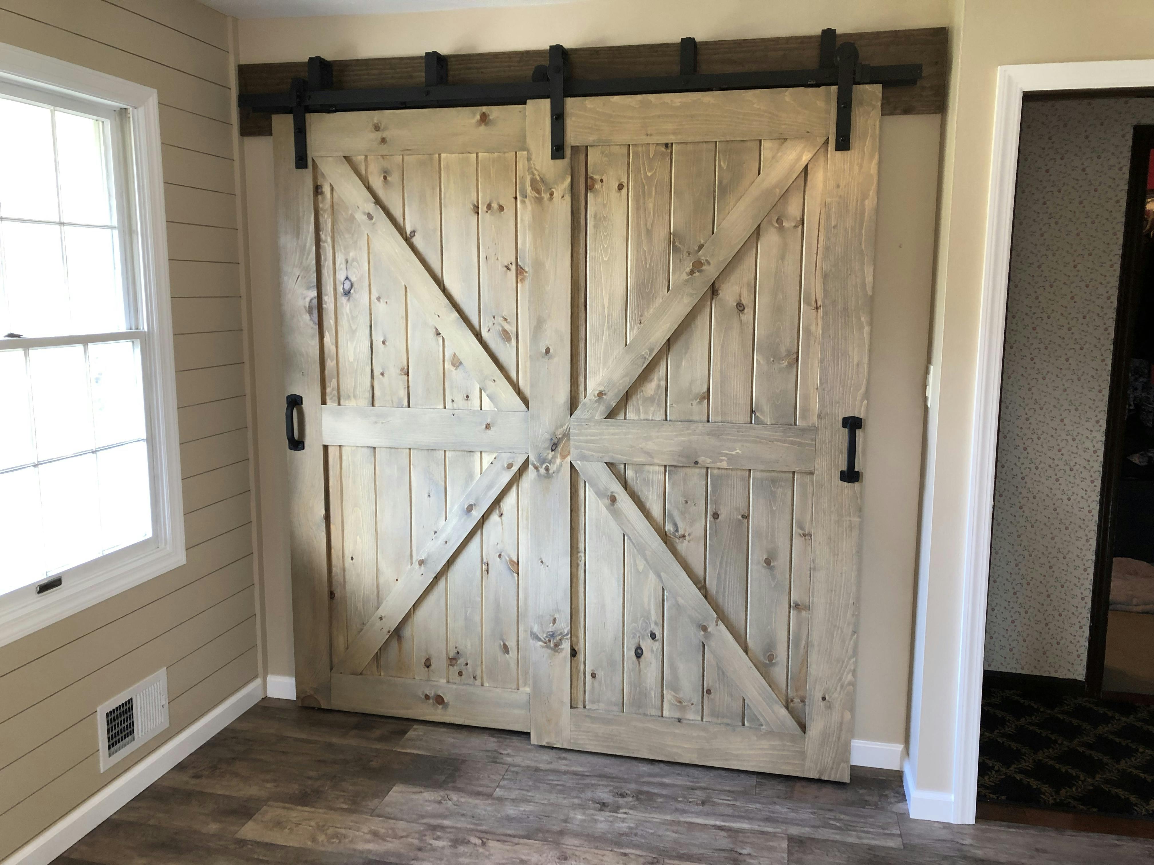 Low Profile Bypass Barn Door Hardware Kit, 4' - 20' Track - Rustic ...